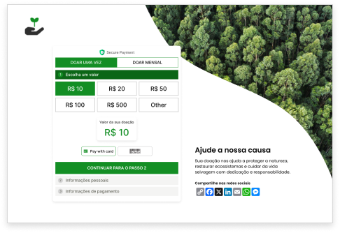 Página de Doações integrada Ao sistema- implementação gratuita